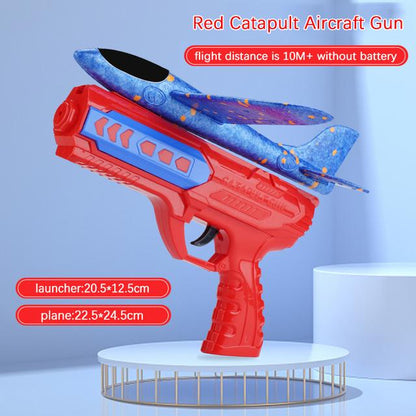 Children Foam Plane Launcher Toy Outdoor Catapult Gun 15M Range Airplane Shooting Roundabout Sports