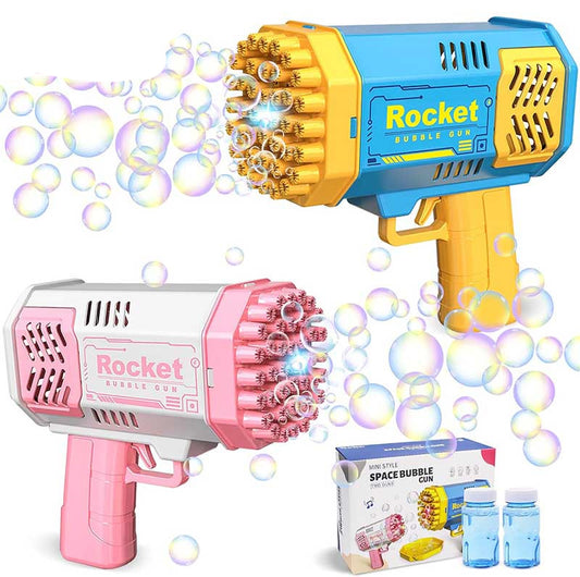 2-Pack 40-Hole Bubble Gun with Flashlight, Rocket Launcher Bubble Machine Bubble Blower Bubble Maker Bazooka Bubble Gun Kids Toy Gifts for Outdoor Indoor Birthday Wedding Party (US Stock)-Biu Blaster-Uenel