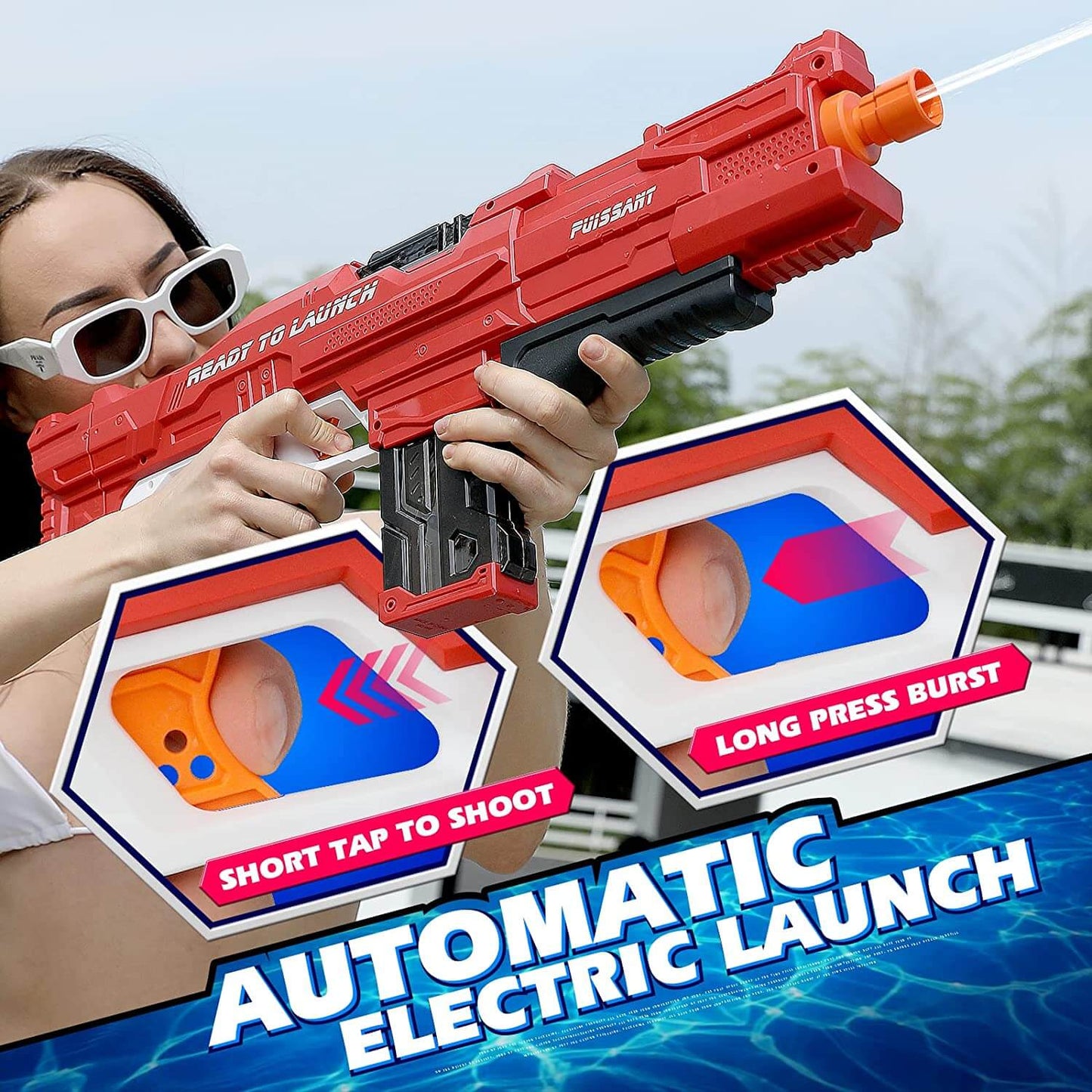 996 Electric Water Suction High Pressure Water Gun Long Distance Outdoor Summer Toy-Biu Blaster-Uenel