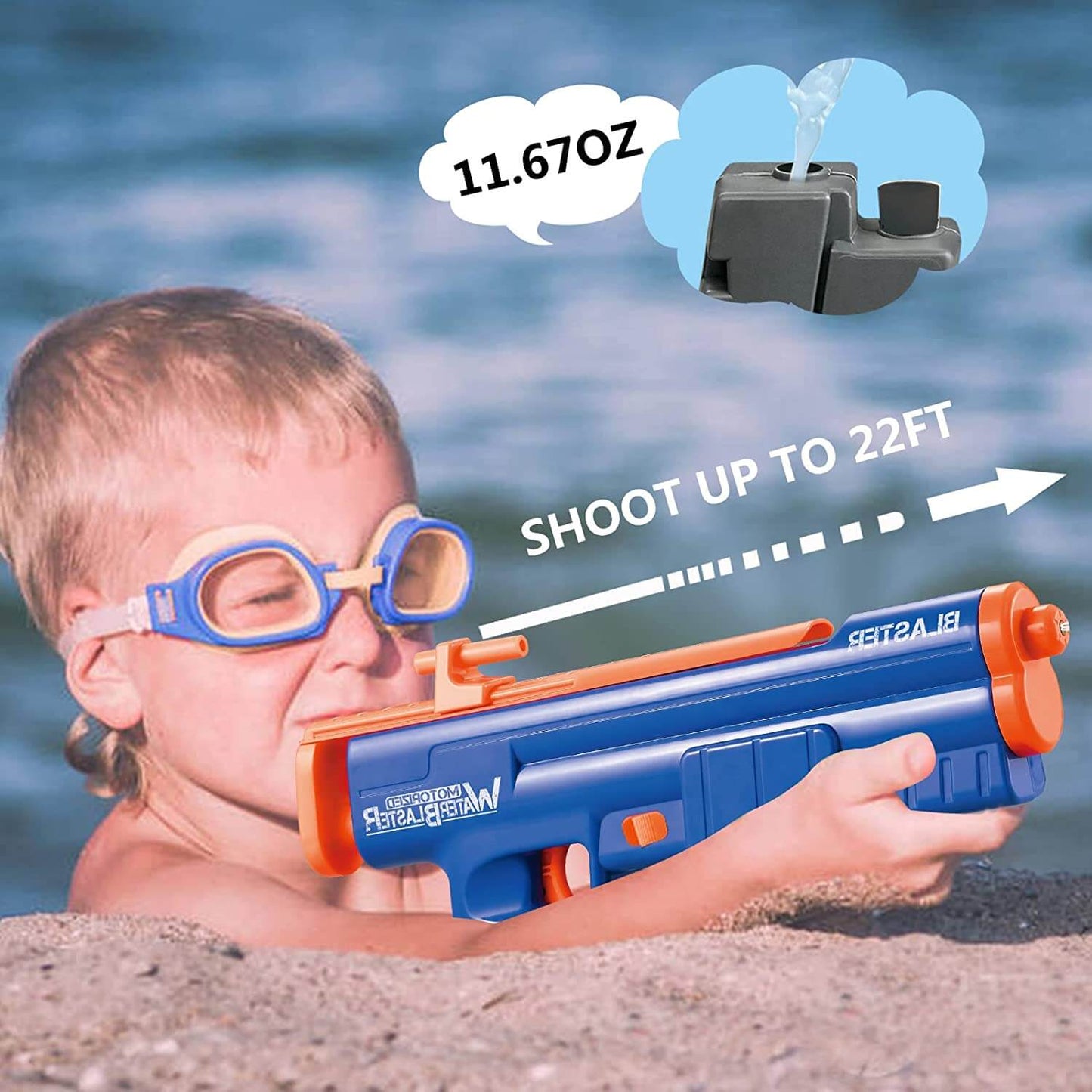 Electric Large Capacity Automatic Water Gun Toys 375CC for Summer Pool Party Beach Outdoor Activities-Biu Blaster-Uenel