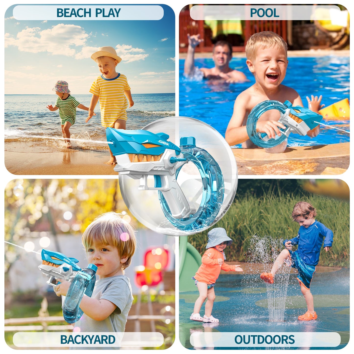 Electric Water Gun for Kids Adults Shark Automatic Absorption Squirt Guns Summer Outdoor Beach Toys Gift For Boys Girls