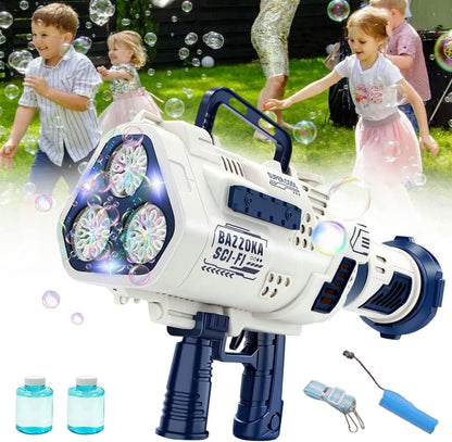 Neptune Bubble Machine Gun - 24 Holes Bazooka Automatic Bubble Blaster with Light for Parties, Wedding, Birthday-Biu Blaster-Uenel