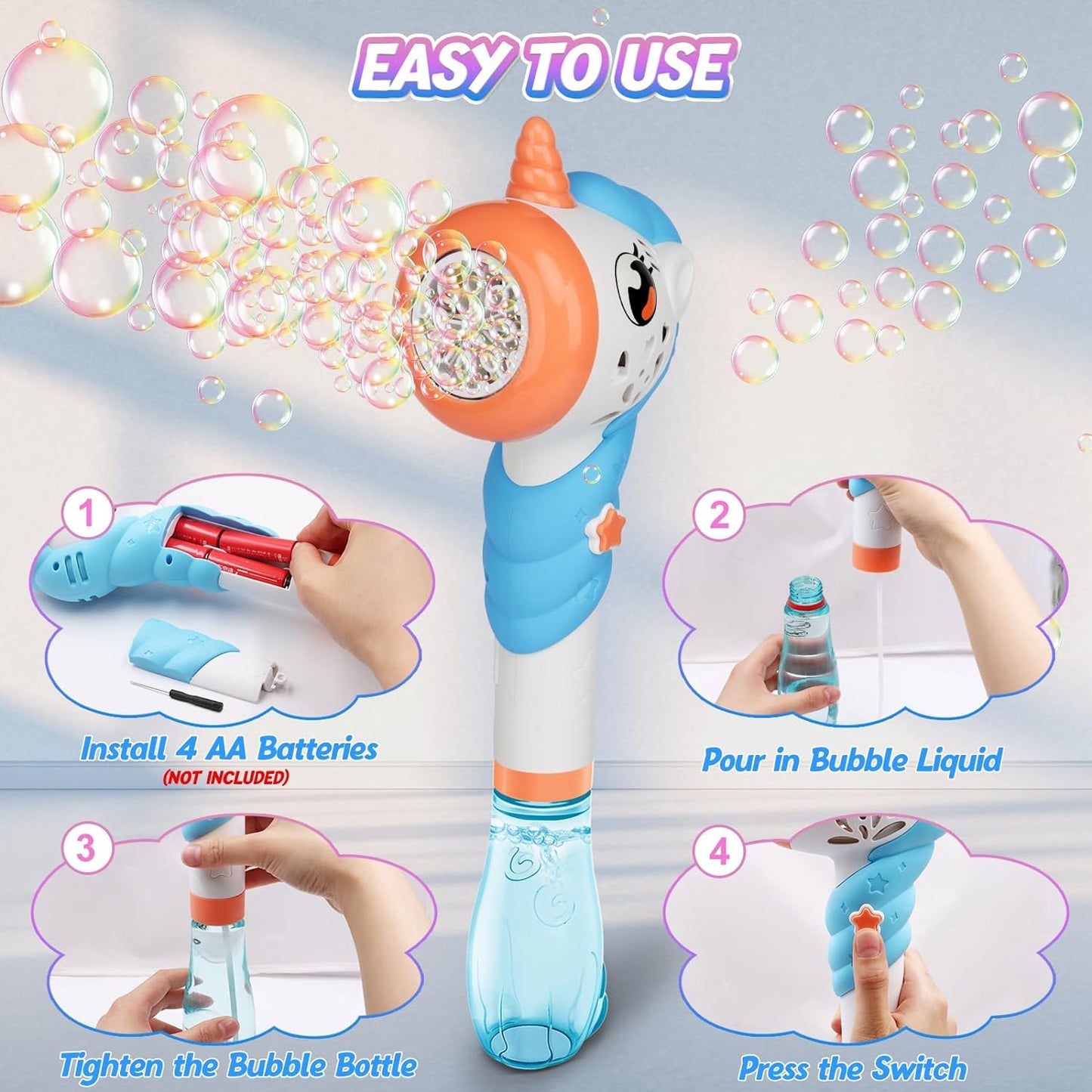 Unicorn Electric Bubble Wand Outdoor Toys for Kids Toddlers