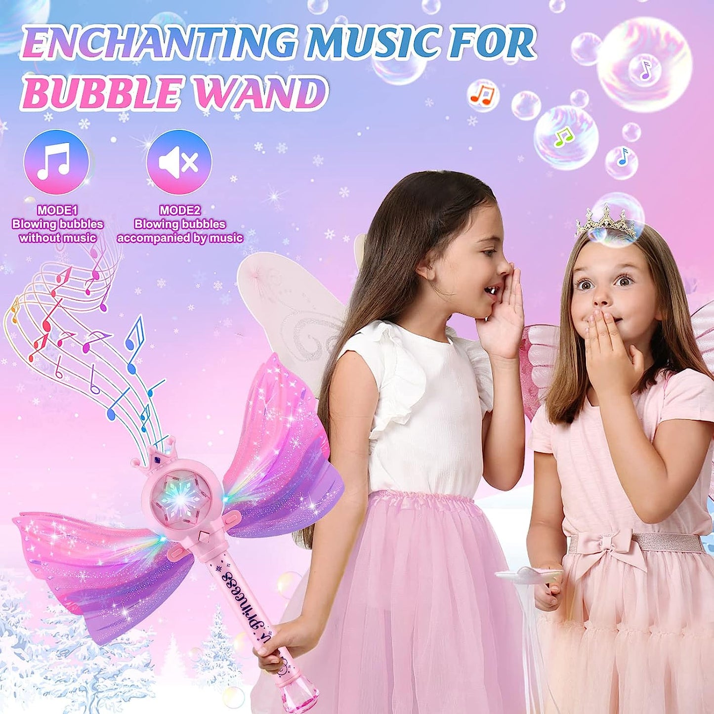 Bubble Princess Wand  LED Light & Music Bubble Machine