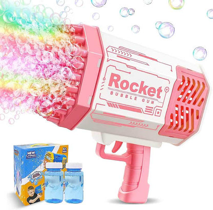 69-Hole Rocket Bubble Gun Blower Machine with Light (US Stock)-Biu Blaster-pink-Uenel