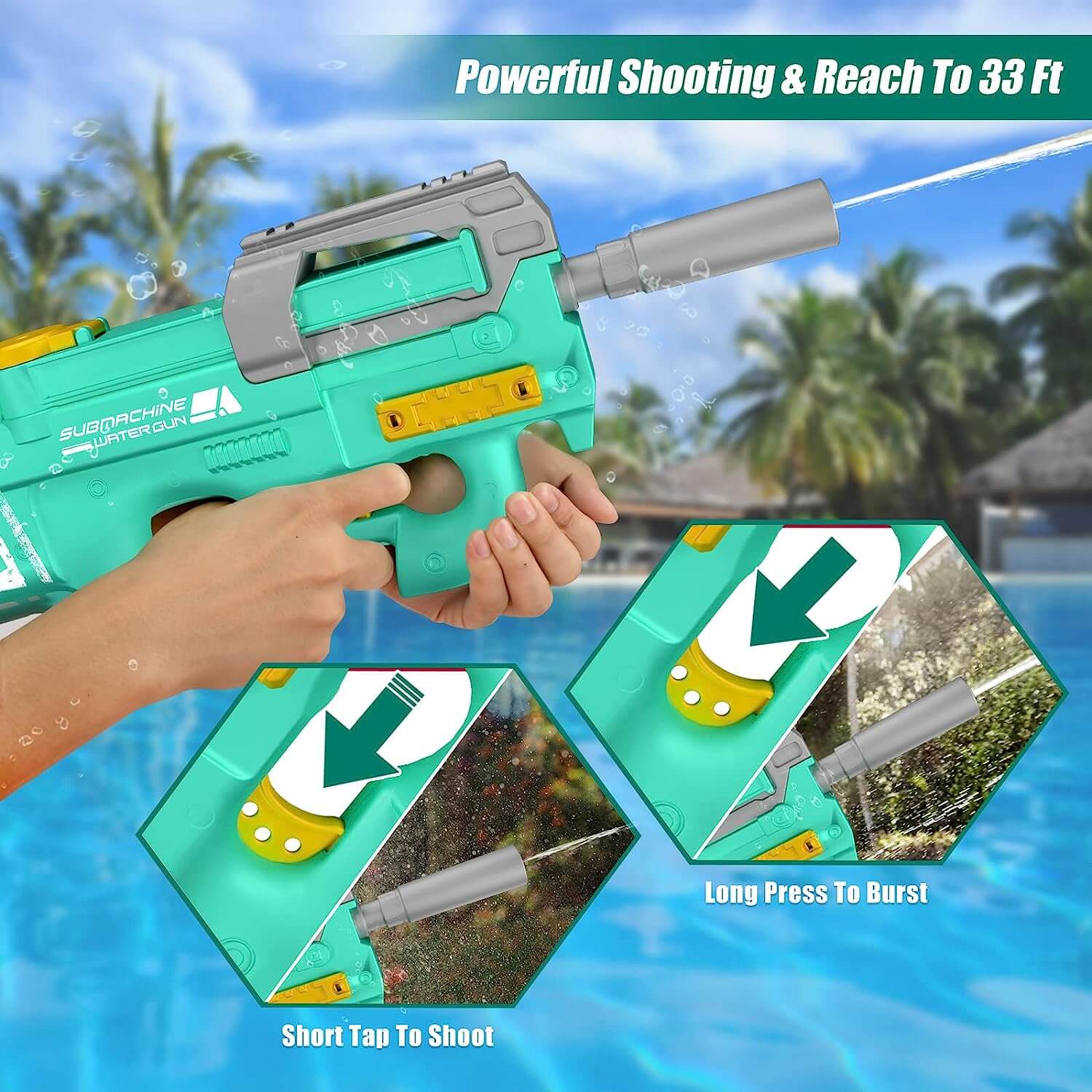 High Rate of Fire Powerful P90 Water Gun with 33 Ft Shooting Range 450cc Capacity-Biu Blaster-Uenel