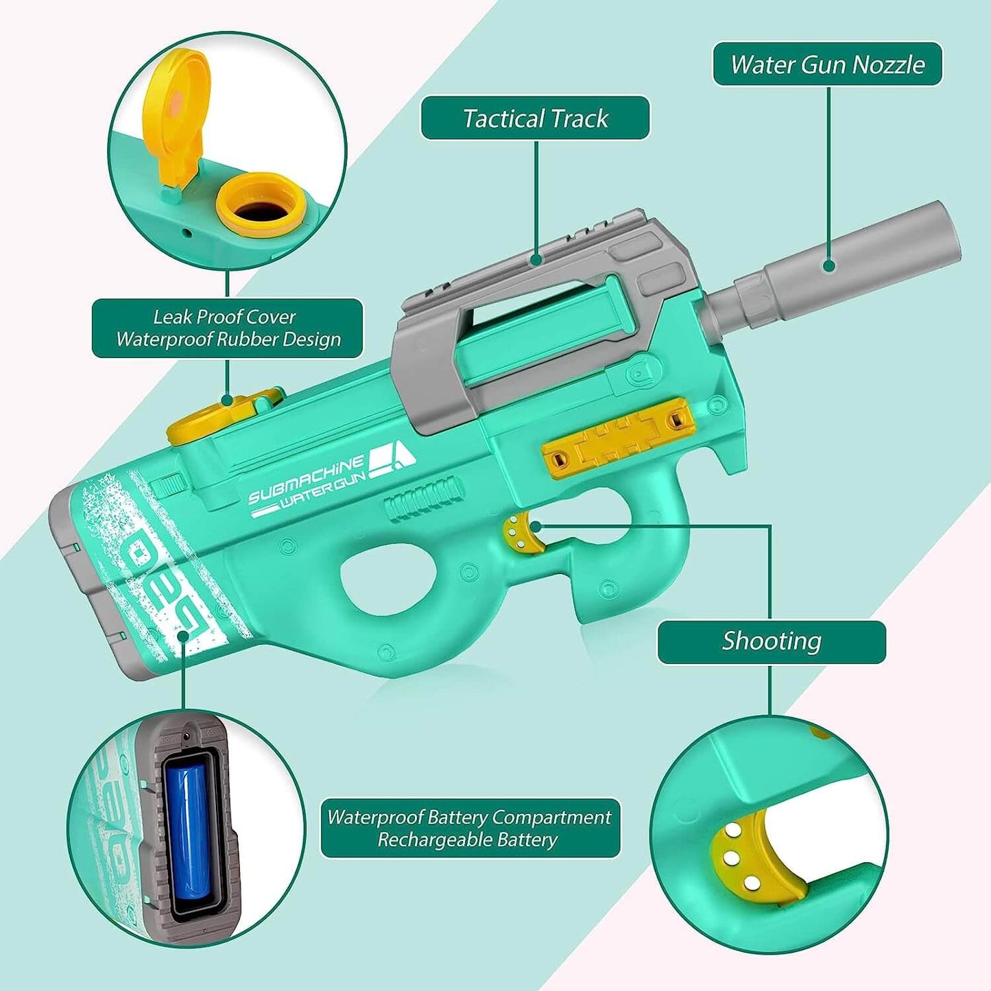 High Rate of Fire Powerful P90 Water Gun with 33 Ft Shooting Range 450cc Capacity-Biu Blaster-Uenel