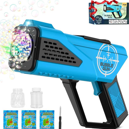 8-Hole Electric Full Automatic Bubble Machine Blower with Led Light