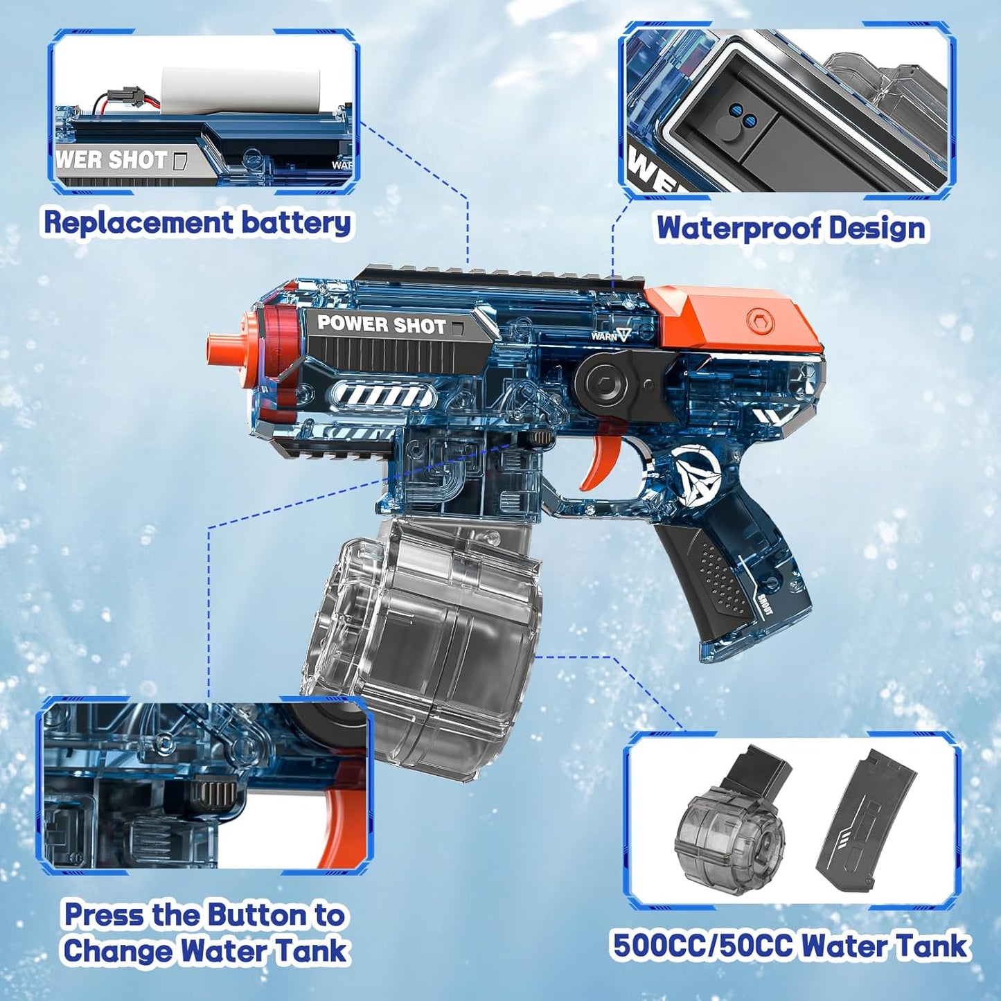 Uzi water gun with lithium battery