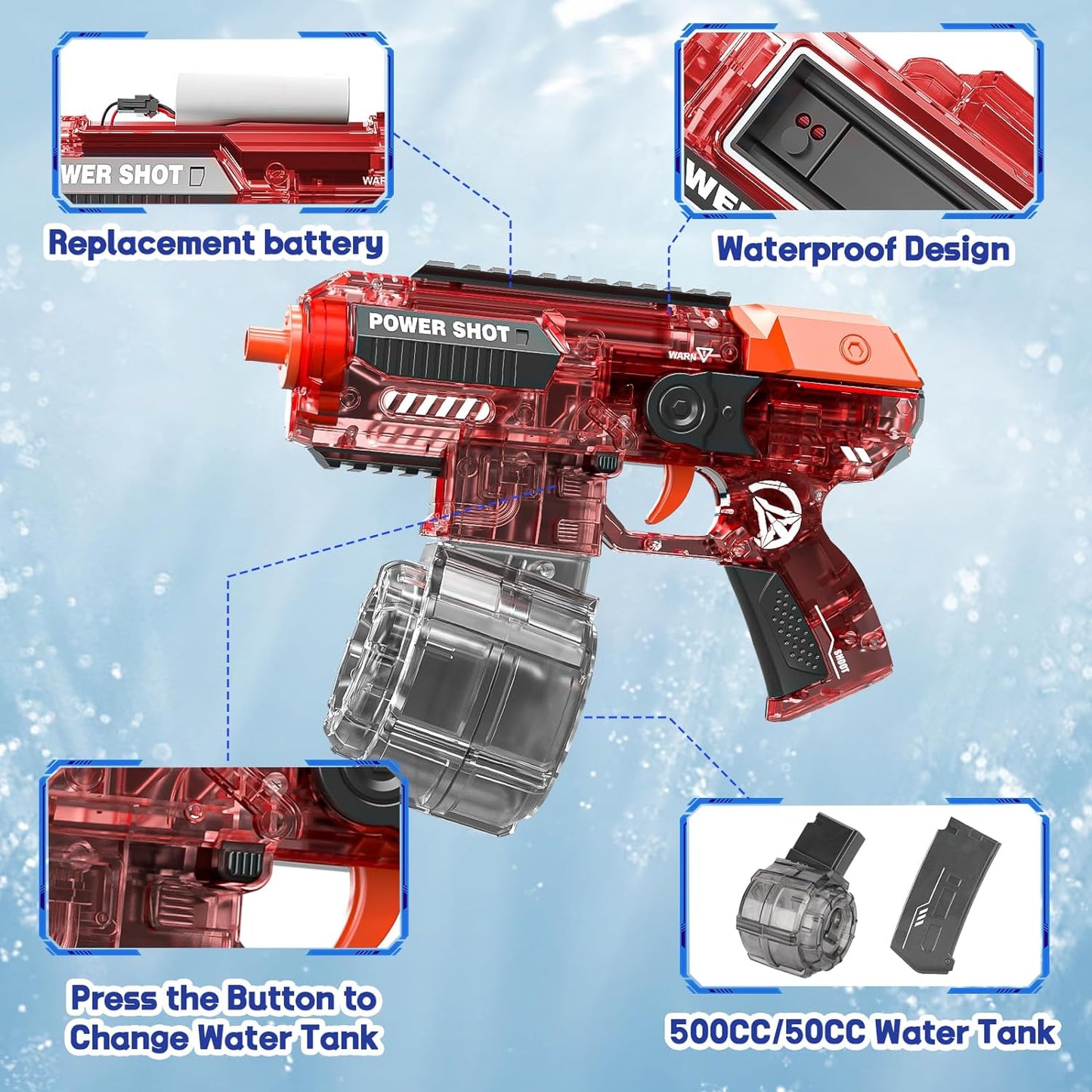 Uzi water gun with lithium battery