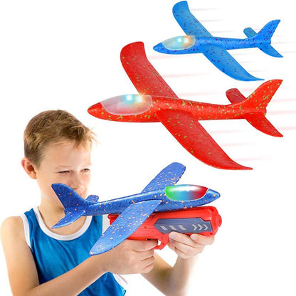 Children Foam Plane Launcher Toy Outdoor Catapult Gun 15M Range Airplane Shooting Roundabout Sports