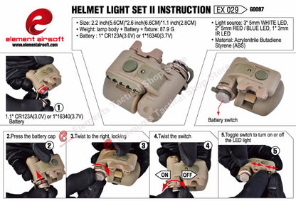 Element EX029 Red White Lamp IR Laser SF Helmet Light Set Gen2