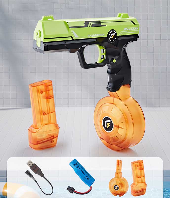 Electric Summer Toy Water Guns Pistol Automatic Squirt Gun with 2 Mags 500cc, 32 FT Powelful Long Distance-Biu Blaster-green-Uenel