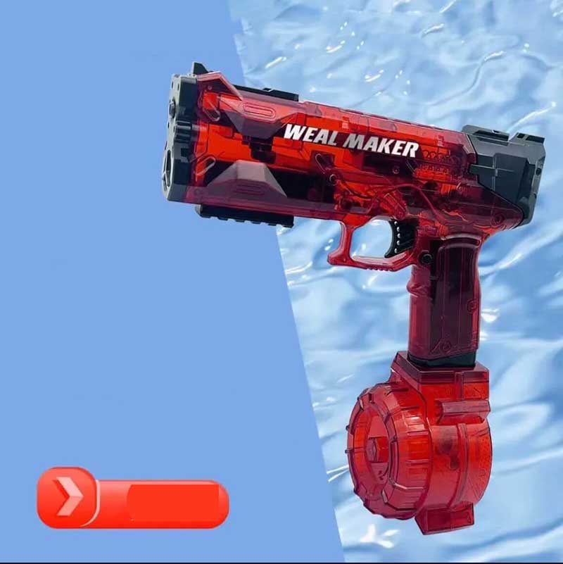 Ice Blasting High Speed Transprent Water Blaster Electric Squirt Toy-Biu Blaster-red-Uenel