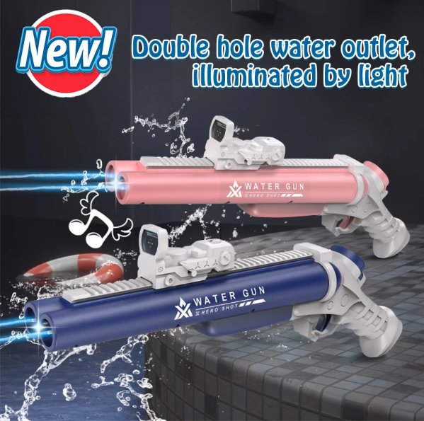 Double-barrel electric burst water gun