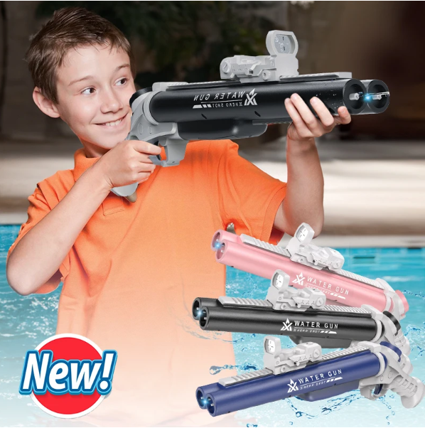 Double-barrel electric burst water gun