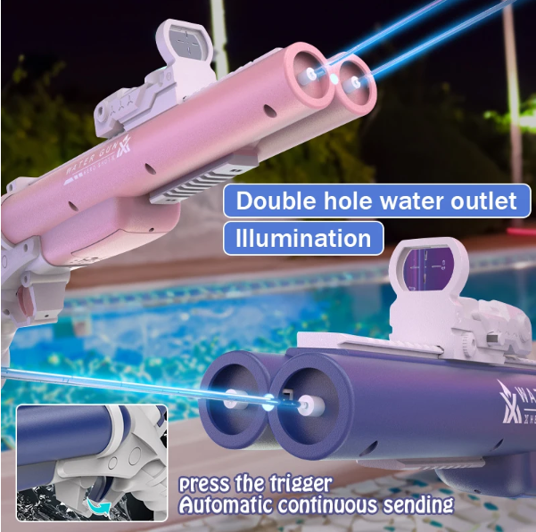 Double-barrel electric burst water gun