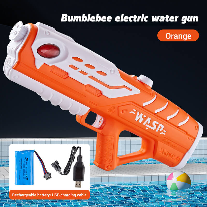 WASP Fully Automatic Water Gun 3-Nozzle Electric Toy One Click Water Injection-Biu Blaster-orange-Uenel