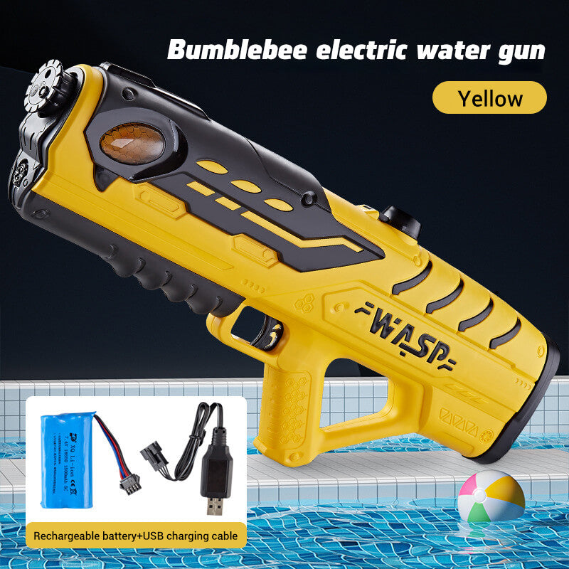WASP Fully Automatic Water Gun 3-Nozzle Electric Toy One Click Water Injection-Biu Blaster-yellow-Uenel