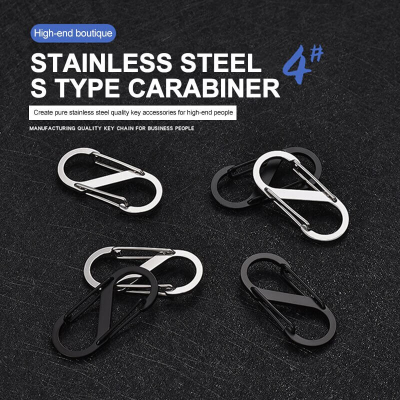 5Pcs S Type Stainless Steel Carabiner With Lock Mini Keychain Hook Anti-Theft Outdoor Camping Backpack Buckle Key-Lock Tool-Tactical Accessories-Kublai-Kublai