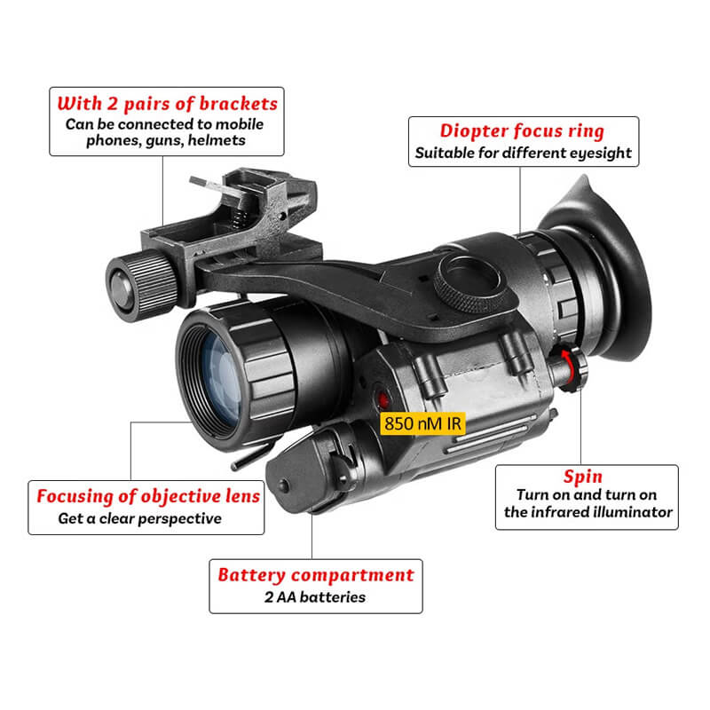 PVS-14 Night Vision Monocular Goggle IR NV Hunting Scope with Mount-Scopes & Sights-Kublai-Kublai