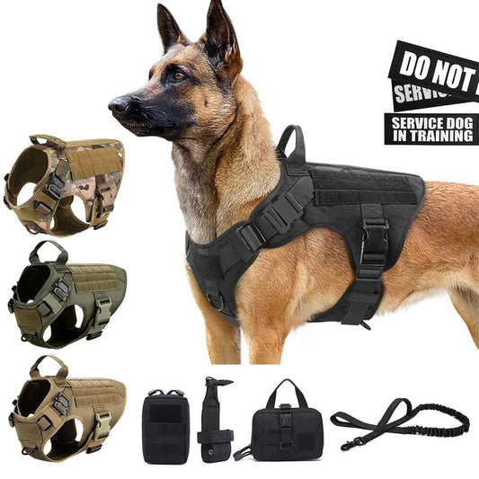 Tactical Training Vest Dog Harness and Leash Set For All Breeds Dogs 1000D