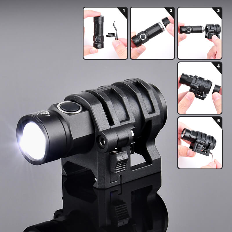 WADSN Weapon Tactical Light LED Strobe Telescopic Mini Hunting Airsoft Flashlight Military Helmet Scout Light-Tactical Flashlights-Kublai-Kublai