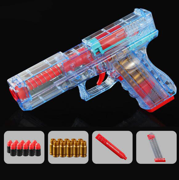 Shell Ejecting Transparent Dart Blaster Toy-foam blaster-Biu Blaster-transparent blue-Biu Blaster