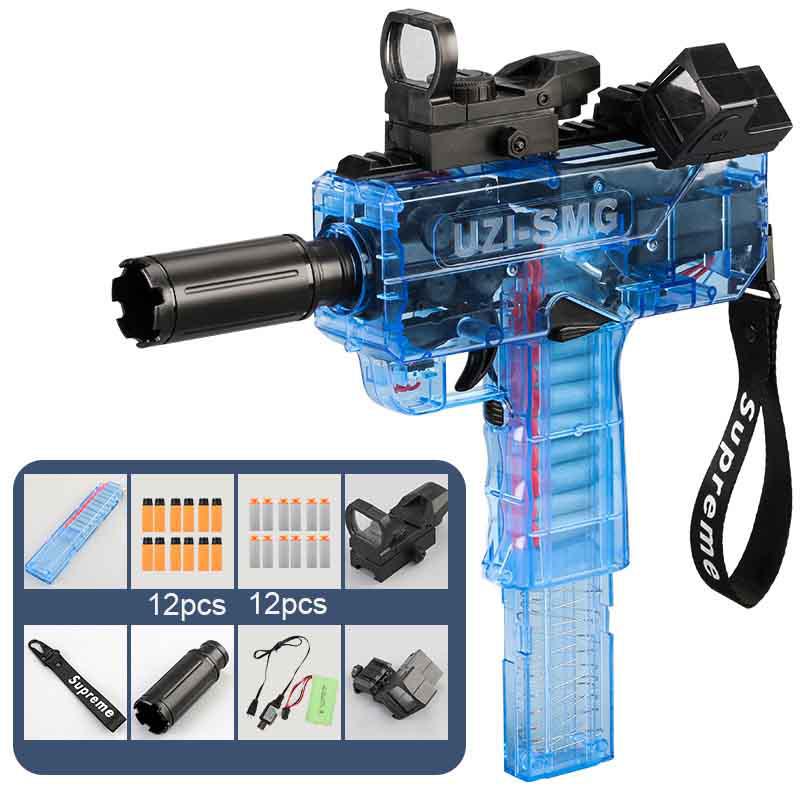 Electric UZI SMG Foam Dart Blaster-foam blaster-Biu Blaster-blue-Biu Blaster