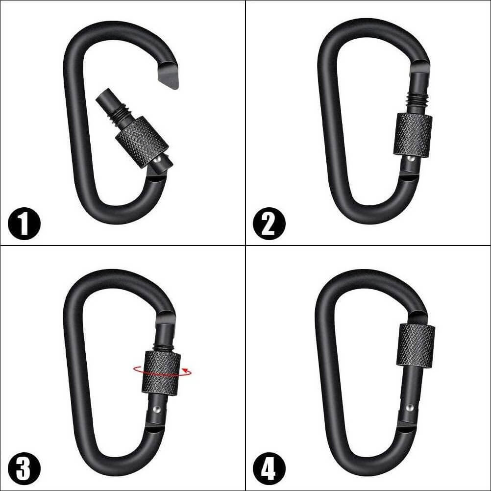 10 Pcs Outdoor Fishing Gadget Lock Buckle D Ring Spring Snap Key Chain Hook Screw Cap Travel Aluminum Carabiner-Tactical Accessories-Kublai-Kublai