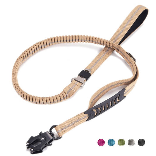 Medium Large Dogs Elastic Bungee Leash Shock Absorption Two Handles Heavy Duty With Car Safety Clip