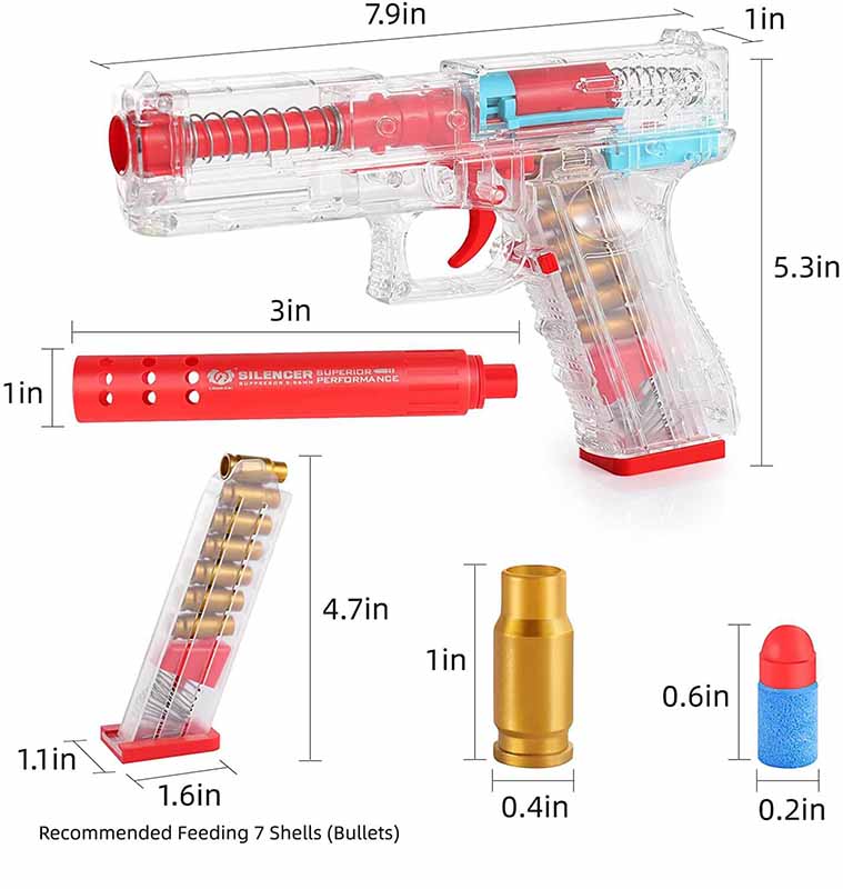 Shell Ejecting Transparent Dart Blaster Toy-foam blaster-Biu Blaster-Biu Blaster